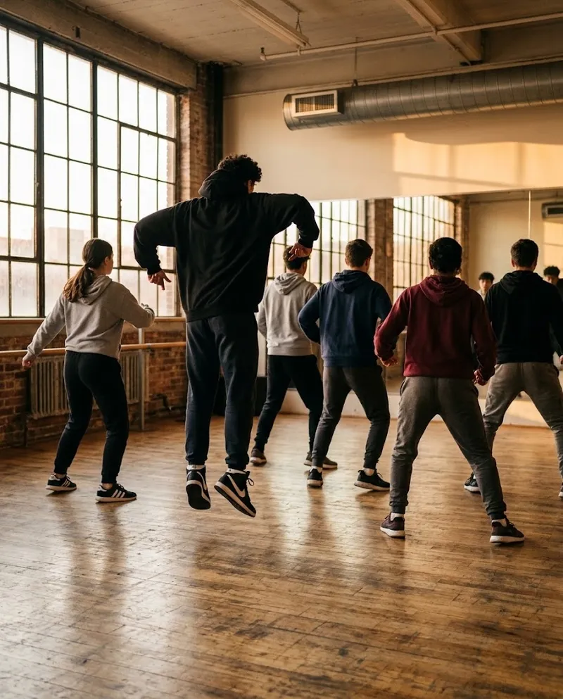 Adolescentes a ensaiar uma coreografia de hip hop
